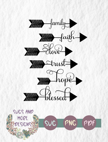 Arrow words svg,faith arrow svg,family arrow svg,Christian cutting file for cricut silhouette cameo,Tribal arrows,word arrows svg