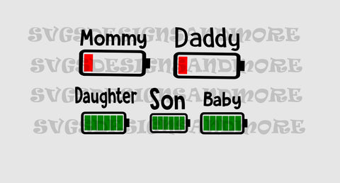 Mommy Daddy low battery funny father's day matching shirts,Father's day svg cutting file for cricut silhouette cameo