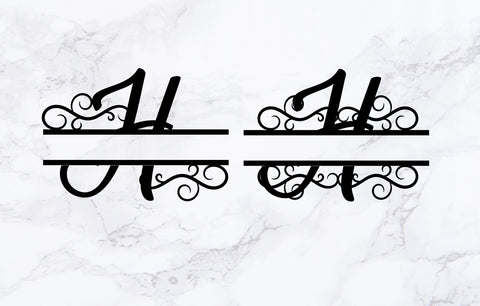 Split monogram letter H file svg dxf cutting file for cameo cricut silhouette,wedding cutting file,wedding svg,