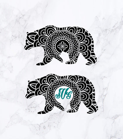 Bear mandala svg,bear monogram svg,mandala svg,mandala cutting file dxf for cricut cameo silhouette,bear clipart,mama bear svg file