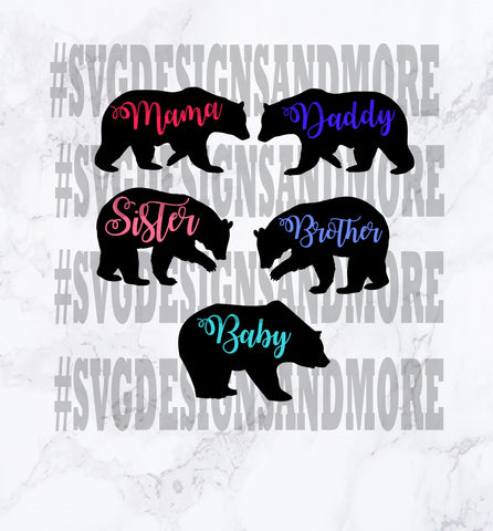 Mama daddy bear svg dxf cutting file,Sister brother bear digital cut file for cricut silhouette,svg file cricut