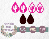 Cactus teardrop earring svg file,Leather earring template,Leather earring svg,Cricut silhouette cameo svg file,DIY Earrings,Teardrop svg